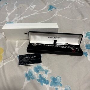 MM Crystal Silver Bracelet with Red Charm